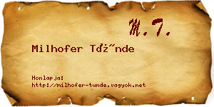 Milhofer Tünde névjegykártya